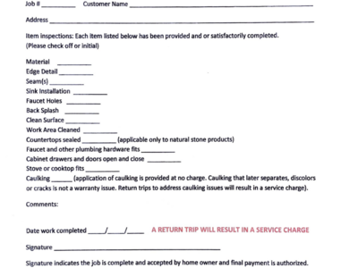 Completed Job Checklist